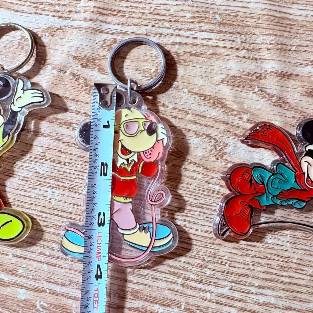 Lot of 3 Vintage Mickey Mouse Plastic Key Chains Disney Collectable